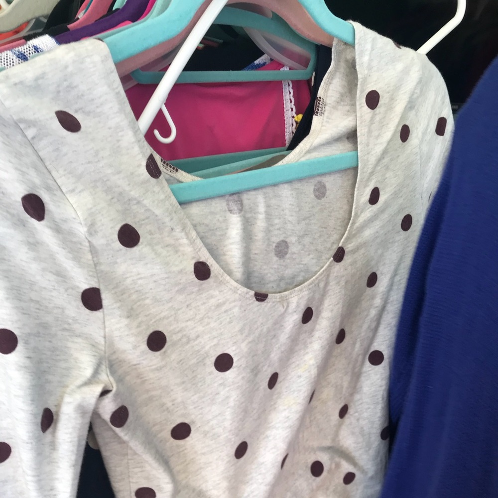 High front/lower back with polka dots